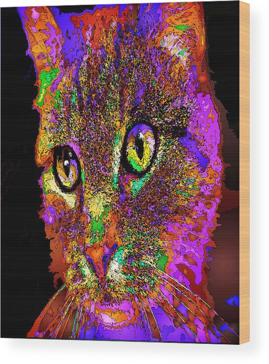 Cat Wood Print featuring the digital art Muffin the Cat. Pet Series by Rafael Salazar