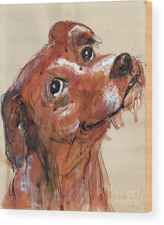 Dog Wood Print featuring the painting Mutt by Doris Blessington