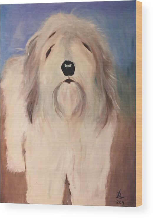 Dog Wood Print featuring the painting My Oscar by Ryszard Ludynia