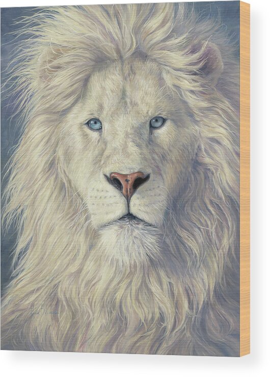 White Lion Wood Print featuring the painting Mystical King by Lucie Bilodeau