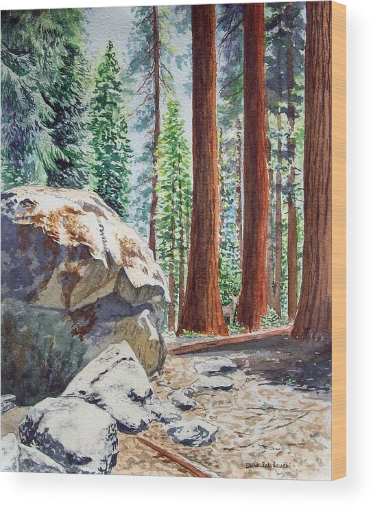 Sequoia Wood Print featuring the painting National Park Sequoia by Irina Sztukowski