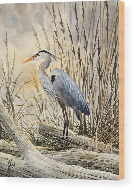 Heron Fine Art Prints Wood Print featuring the painting Nature's Wonder by James Williamson