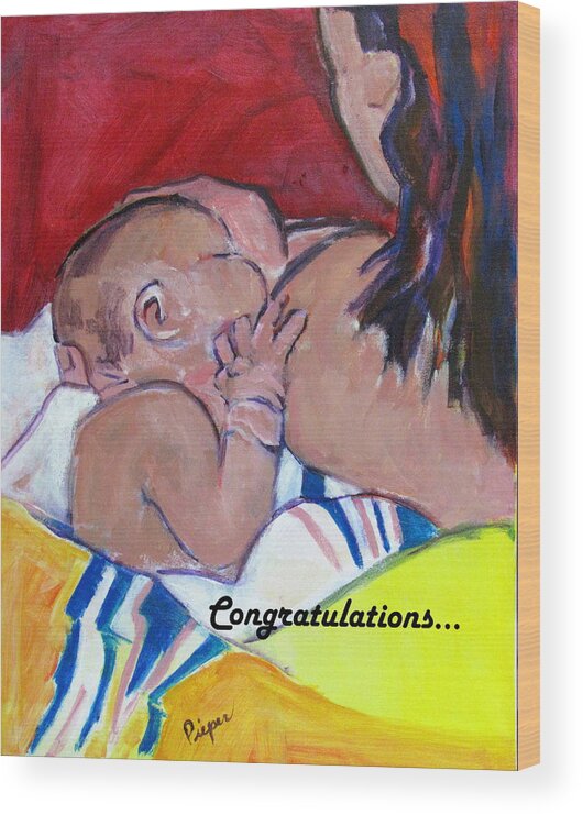 Mother And Child Wood Print featuring the painting Newborn by Betty Pieper