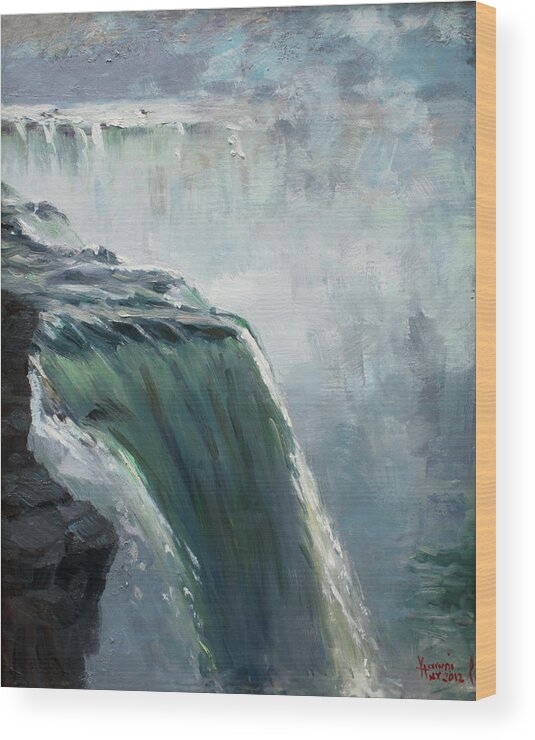 Niagara Falls Ny Wood Print featuring the painting Niagara Falls NY by Ylli Haruni