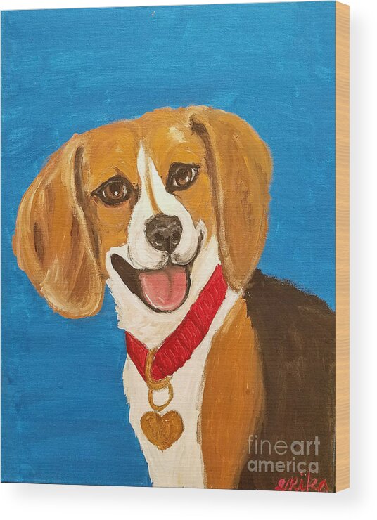 Pet Portrait Wood Print featuring the painting Niki Date With Paint Nov 20th by Ania M Milo