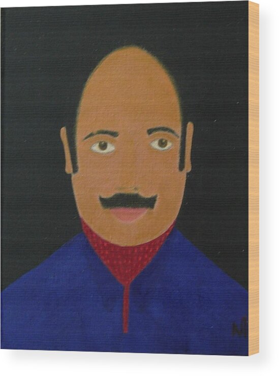 Portrait Study Wood Print featuring the painting No. 329 by Vijayan Kannampilly
