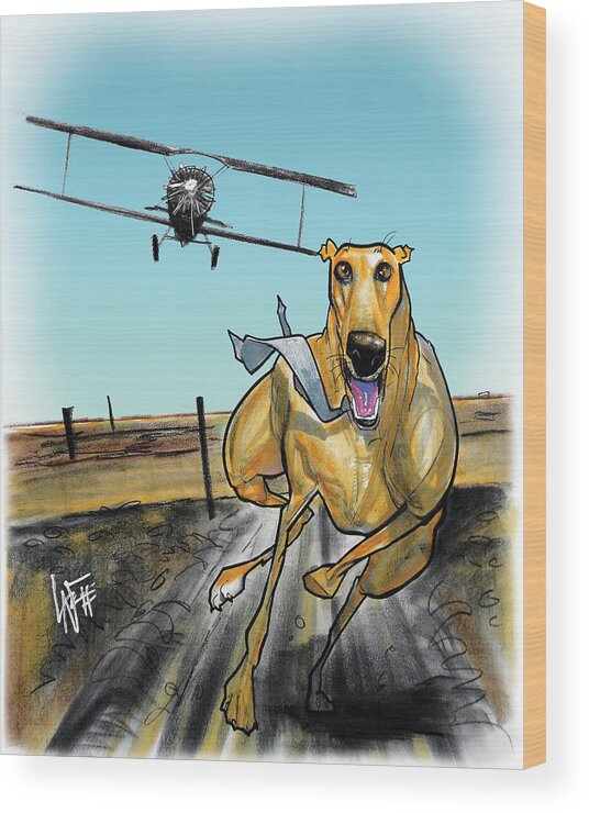 Dog Caricature Wood Print featuring the drawing North by Northwest Greyhound Caricature Art Print by John LaFree