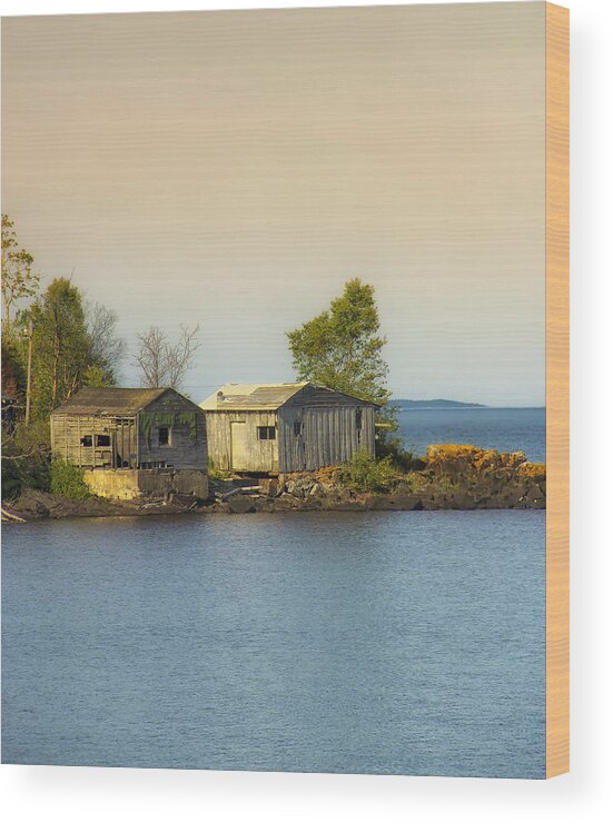 North Shore Minnesota Wood Print featuring the photograph North Shore Old Buildings by Bill and Linda Tiepelman