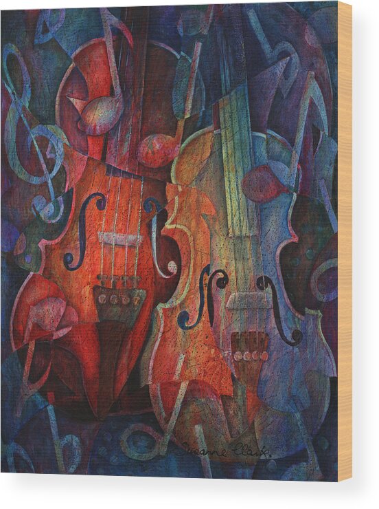 Susanne Clark Wood Print featuring the painting Noteworthy - A Viola Duo by Susanne Clark