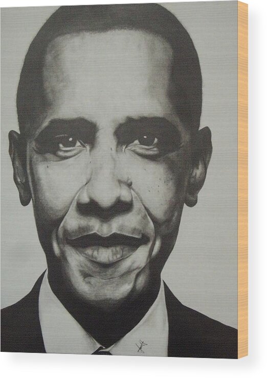 Barack Obama Wood Print featuring the drawing Obama by Jane Nwagbo