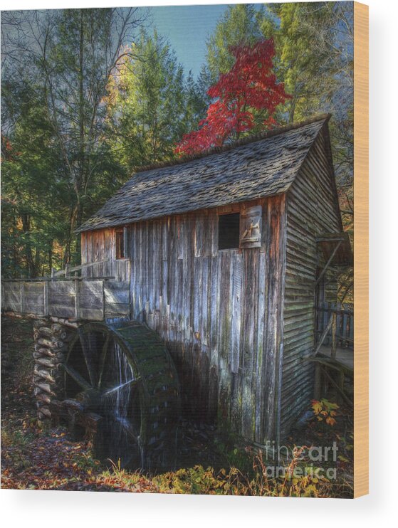 Art Prints Wood Print featuring the photograph Old Mill in Fall by Dave Bosse