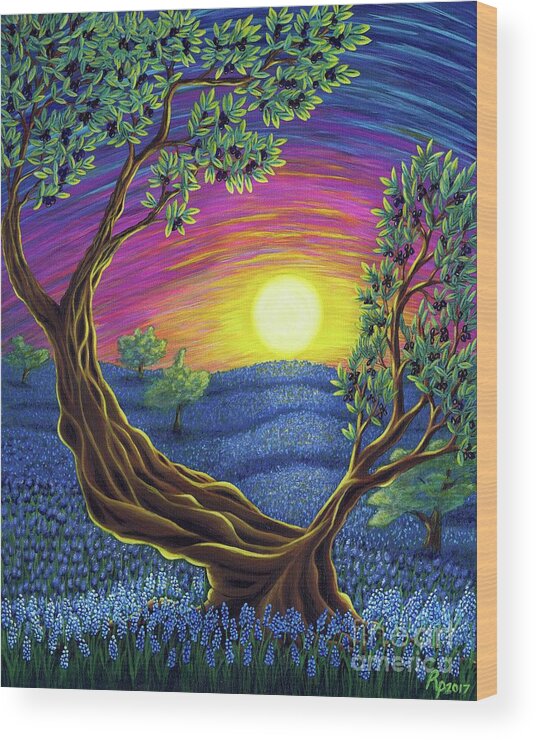Rebecca Wood Print featuring the painting Sunsets Gift by Rebecca Parker