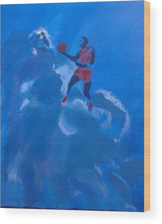 Michael Jordan Wood Print featuring the painting Omaggio a Michael Jordan by Enrico Garff