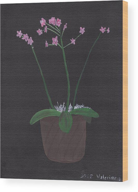Orchid Wood Print featuring the painting Orchid-Phalaeropsis Hybrid by Martin Valeriano