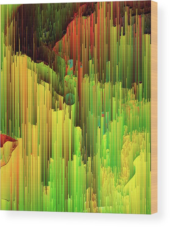Trippy Wood Print featuring the digital art Organic Geometry - Pixel Art by Jennifer Walsh