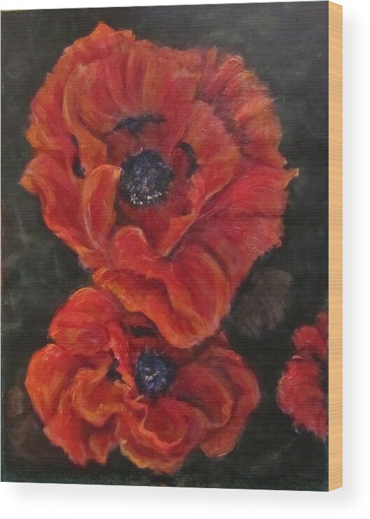 Flowers Wood Print featuring the painting Oriental Poppys by Barbara O'Toole