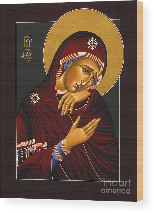 Our Lady Of Sorrows Is Part Of The Triptych Of The Passion With Jesus Christ Extreme Humility And St. John The Apostle Wood Print featuring the painting Our Lady of Sorrows 028 by William Hart McNichols