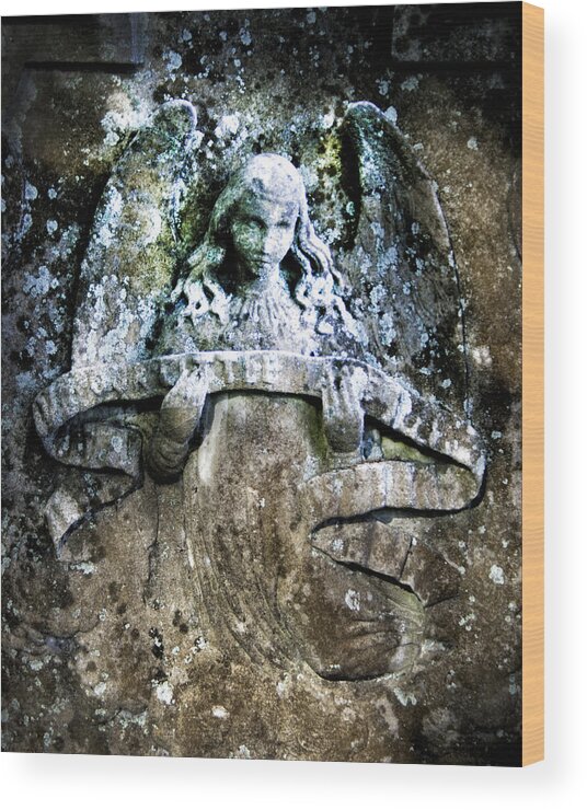 Angel Wood Print featuring the photograph Our Little Angel Stone Carving by John Harmon