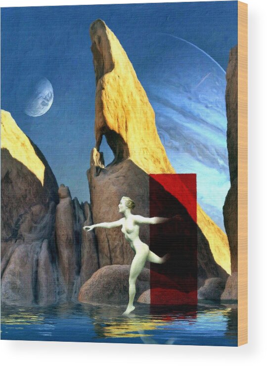 Woman Wood Print featuring the painting Parallel Emergence by Snake Jagger