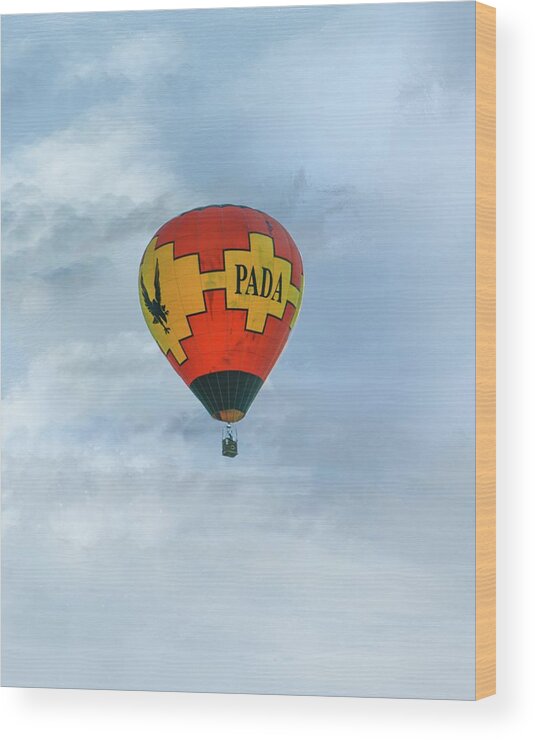 Hot Air Balloon Wood Print featuring the photograph PADA Flying Hi by Mary Timman