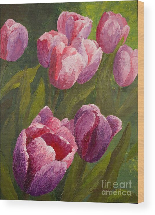 Tulips Wood Print featuring the painting Palette Tulips by Phyllis Howard