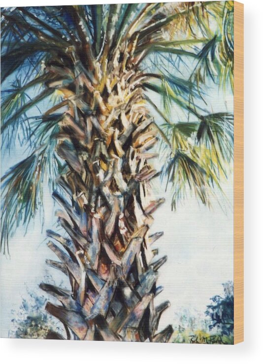 Palm Tree Wood Print featuring the pastel Palm Tree by Robin Pedrero