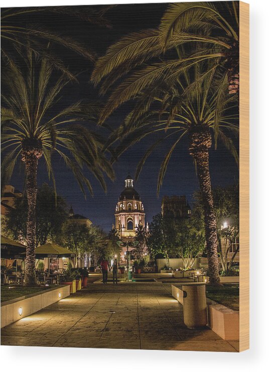 Pasadena Wood Print featuring the photograph Pasadena City Hall after Dark by Randall Nyhof