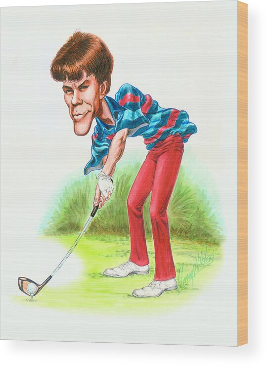 Paul Azinger Wood Print featuring the drawing Paul Azinger by Harry West