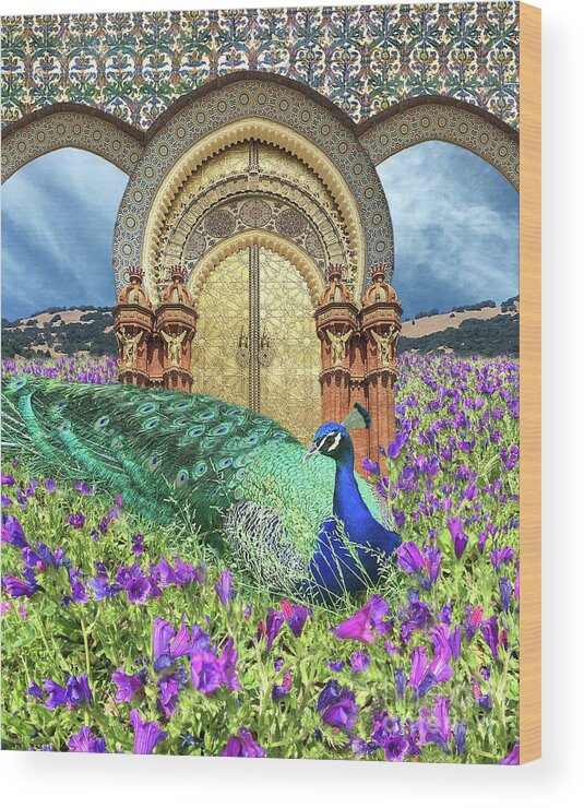 Peacock Wood Print featuring the digital art Peacock Gate by Lucy Arnold