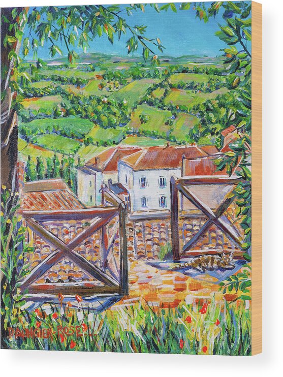 Acrylic Wood Print featuring the painting Penne D'agenais Rooftops by Seeables Visual Arts