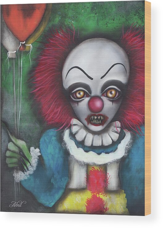 Pennywise Wood Print featuring the painting Pennywise by Abril Andrade