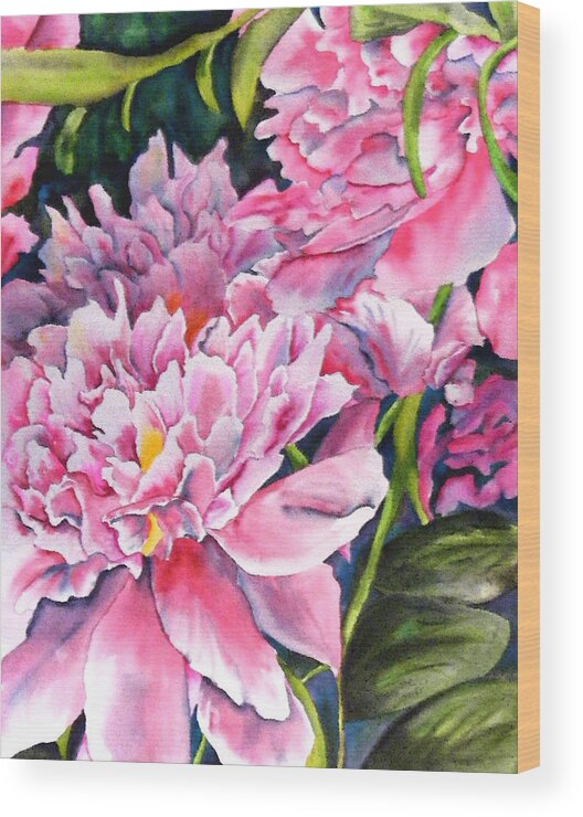 Peony Wood Print featuring the painting Peony in Pink by Diane Ziemski