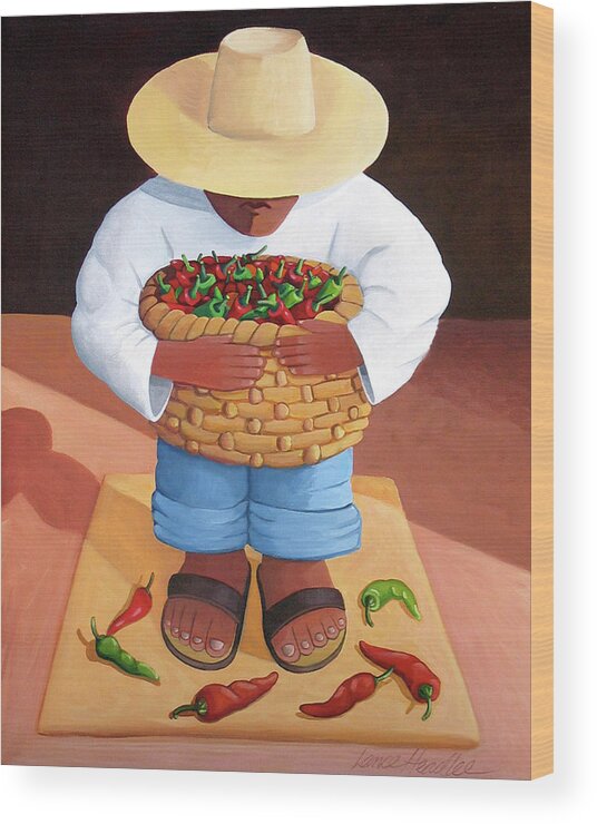 Mexican Wood Print featuring the painting Pepper Boy by Lance Headlee