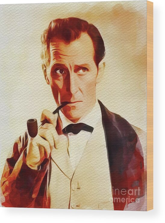 Peter Wood Print featuring the painting Peter Cushing, Movie Legend by Esoterica Art Agency