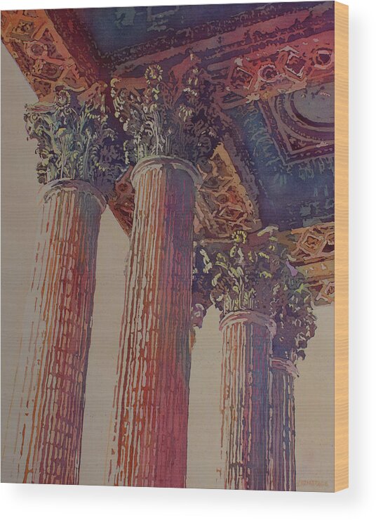 Pantheon Wood Print featuring the painting Pillars of the Humanities by Jenny Armitage