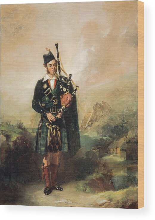 Scottish Wood Print featuring the painting Piper To Queen Victoria, 1843 by Alexander Johnston