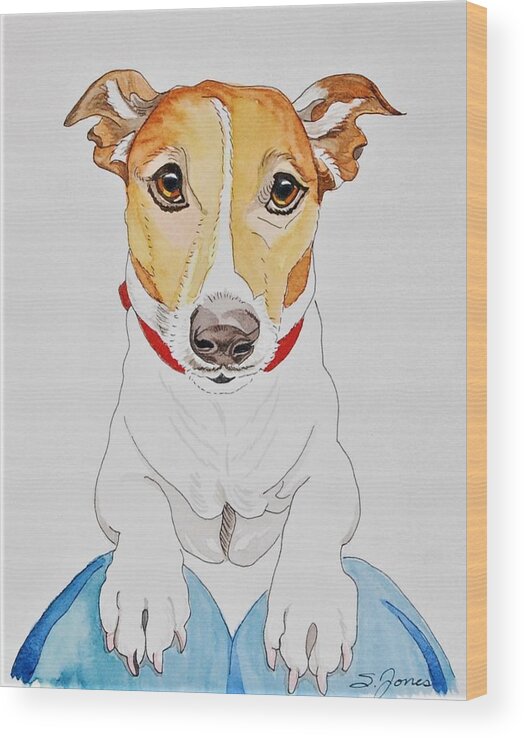 Dog Wood Print featuring the mixed media Please by Sonja Jones