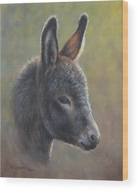 Donkey Wood Print featuring the painting Poncho by Kim Lockman