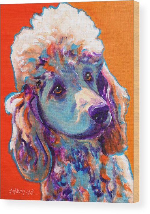 Poodle Wood Print featuring the painting Poodle - Bonnie by Dawg Painter