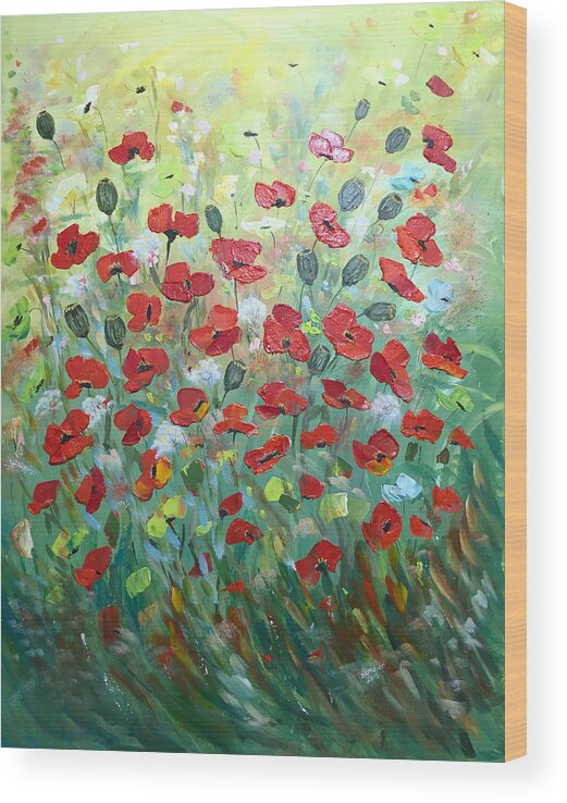 Poppies Painting Wood Print featuring the painting Poppies for Friends by Dorothy Maier