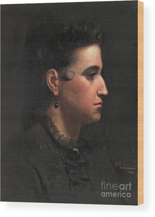 Albert Edelfelt Wood Print featuring the painting Portrait of a woman by MotionAge Designs