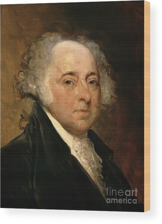 Portrait Of John Adams (oil On Canvas) By Gilbert Stuart (1755-1828) (after) Wood Print featuring the painting Portrait of John Adams by Gilbert Stuart