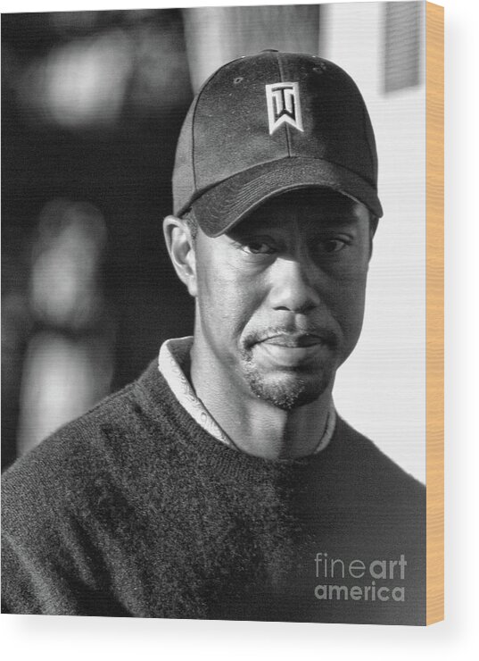 Tiger Wood Print featuring the photograph Portrait Tiger Woods Black White by Chuck Kuhn