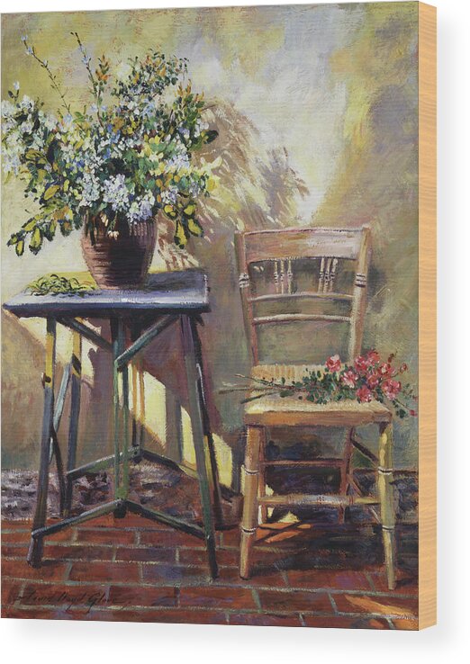 Still Life Wood Print featuring the painting Pottery Maker's Table by David Lloyd Glover
