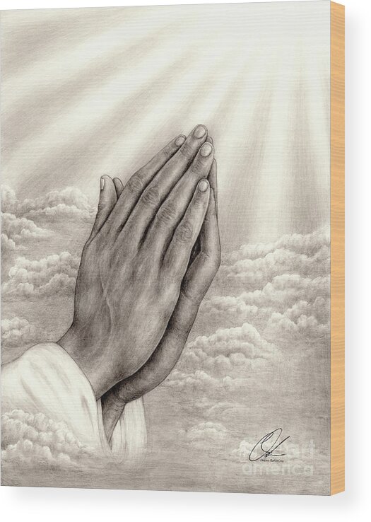 Prayerhands Wood Print featuring the drawing Praying hands by Omoro Rahim