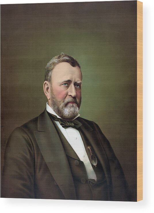 President Grant Wood Print featuring the painting President Ulysses S Grant Portrait by War Is Hell Store