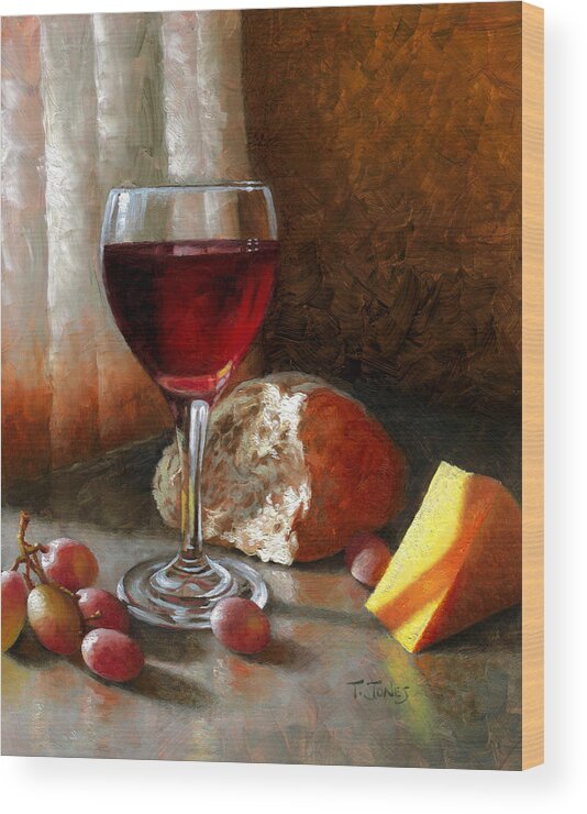 Wine Wood Print featuring the painting Psalm 104 by Timothy Jones