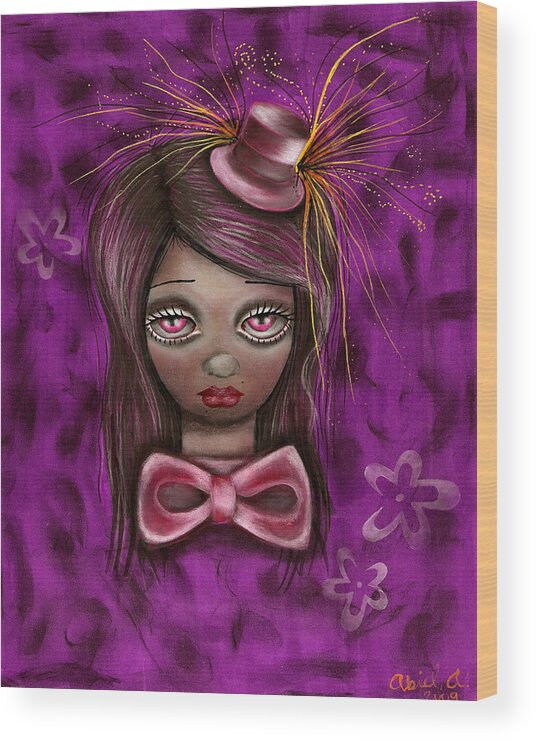 Mad Hatter Wood Print featuring the painting Purple by Abril Andrade
