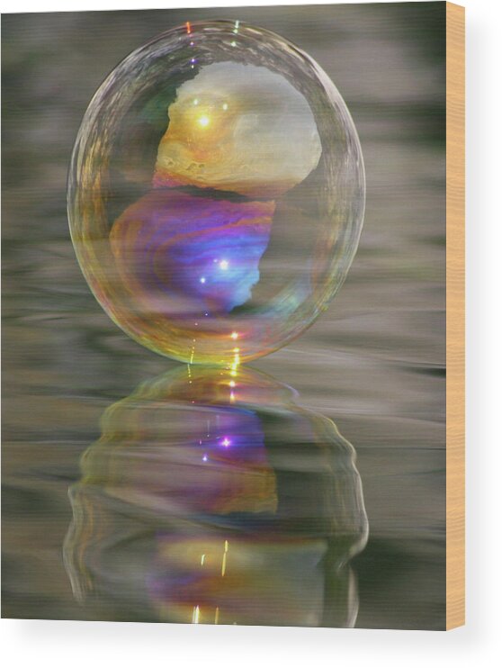 Purple Wood Print featuring the photograph Bubble Bliss #1 by Cathie Douglas