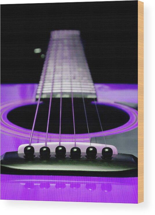 Andee Design Guitar Wood Print featuring the photograph Purple Guitar 15 by Andee Design